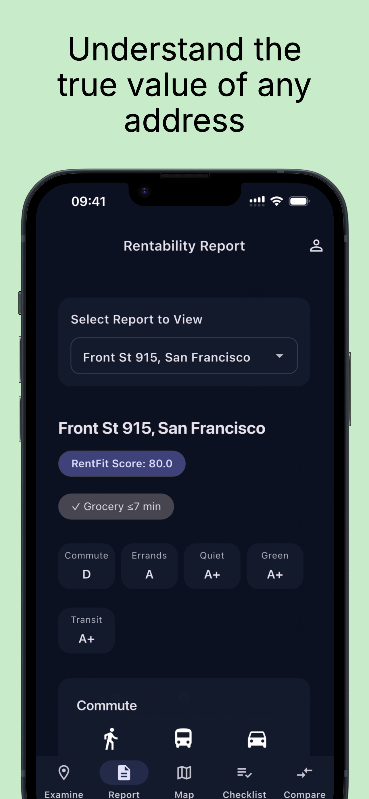 RentFit Score, subscores, and shareable PDF